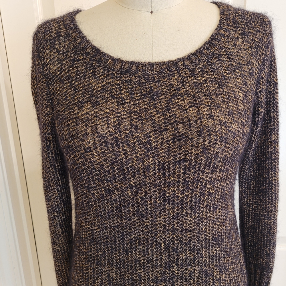 Eileen Fisher Cable Knit Metallic Sweater Size S